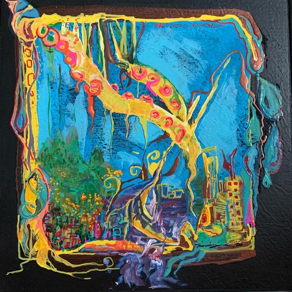 Fantasy landscape artwork original painting abstract - Picture 1 of 1